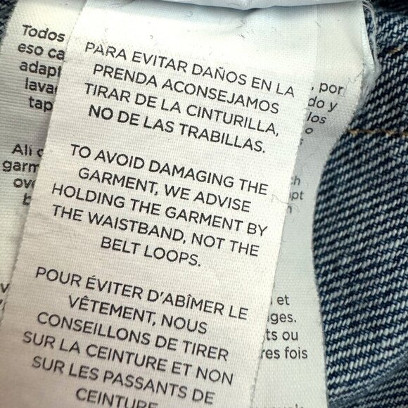 MANGO MNG Slouchy Mom High Waist Cropped Frayed Button Fly Jeans Denim Size 4 - Picture 10 of 12